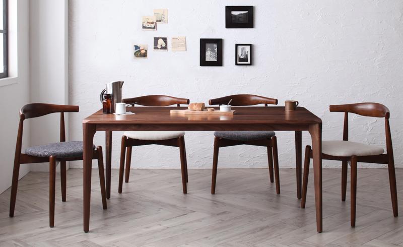 ウォールナット無垢材のテーブル 名作デザイナーズチェアのダイニングテーブルセット 5点Aセット(テーブル+チェアA×4) | インテリア通販  mottie（モッティ）
